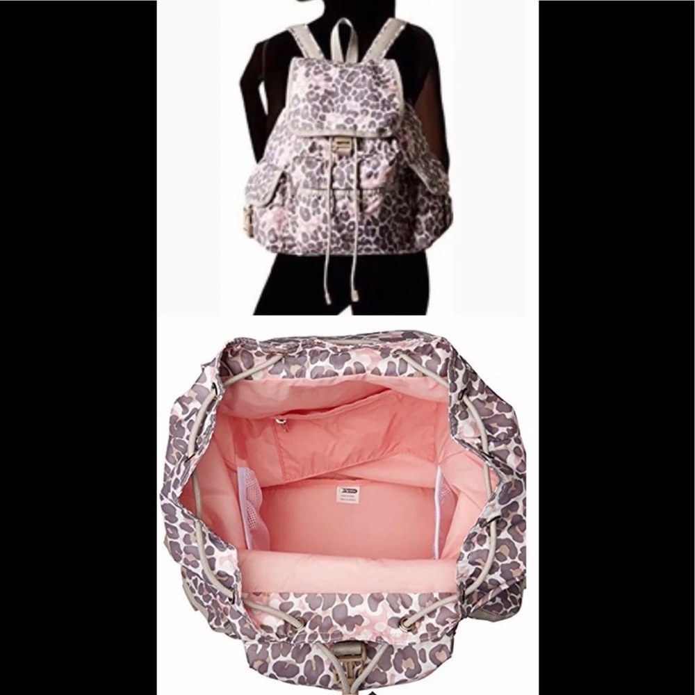 EUC Lesportsac Voyager Blush Dot Leopard Backpack